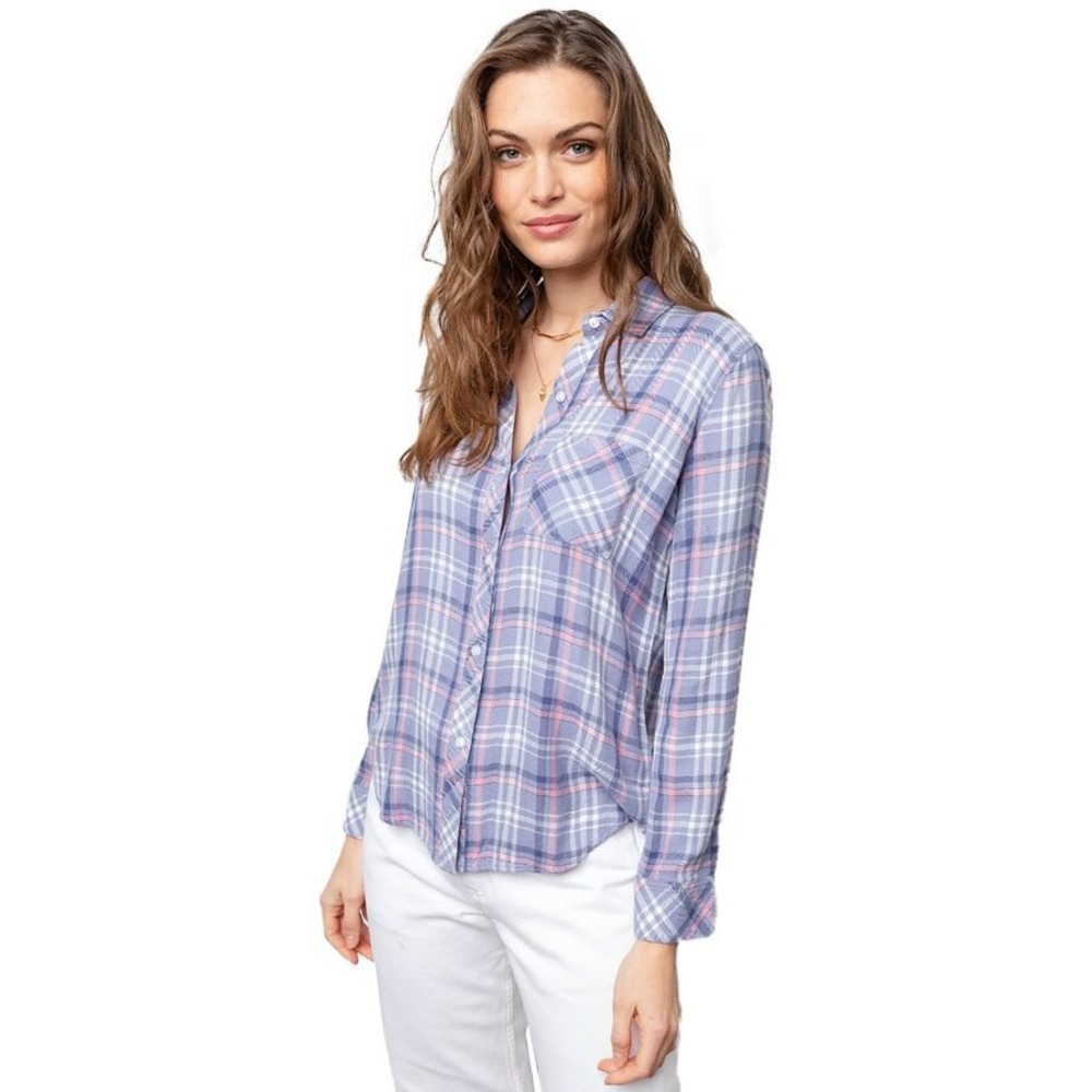 Rails Hunter Coast Peony Plaid Button Down Shirt Blue Pink White Lightweight S
